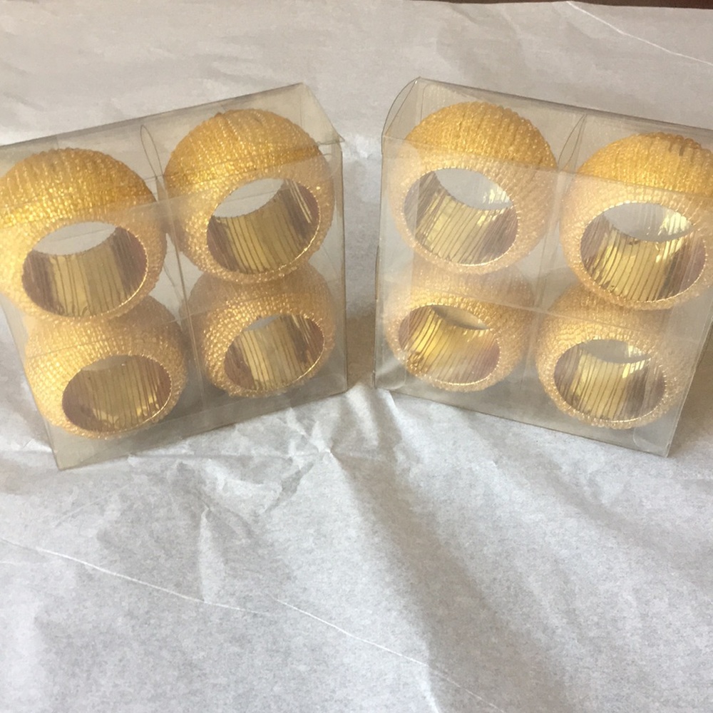 Gold Beaded Napkin Rings Set